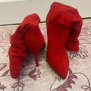 Elegant Red Women's Heeled Boots